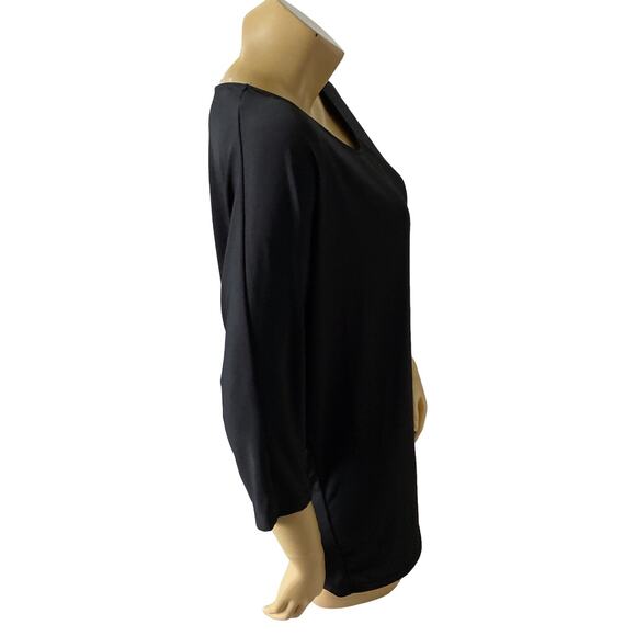 41 HAWTHORN Womens Size Medium Black Polyester Blend Back Zip 3/4 Sleeve Shirt - Picture 3 of 6
